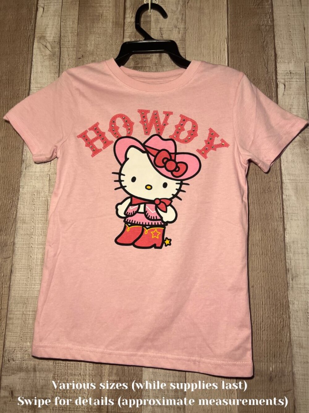 New Hello Kitty Sanrio Pink 'Howdy' Cowboy Graphic Tee